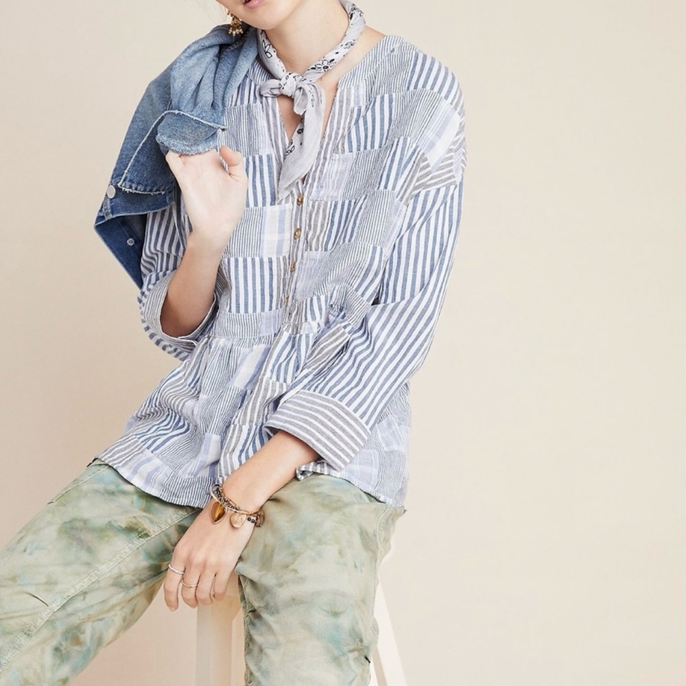Blue & White Blouse from Anthropologie